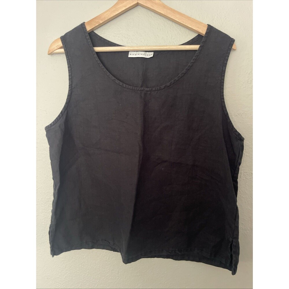 Bryn Walker 100% Linen Black Sleeveless Top Size Medium Flowy Lagenlook Beachy